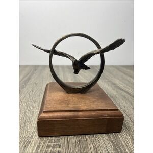 Wally Shoop Bronze Eagle Sculpture Wood Base 1983 Signed Numbered /750 Rare